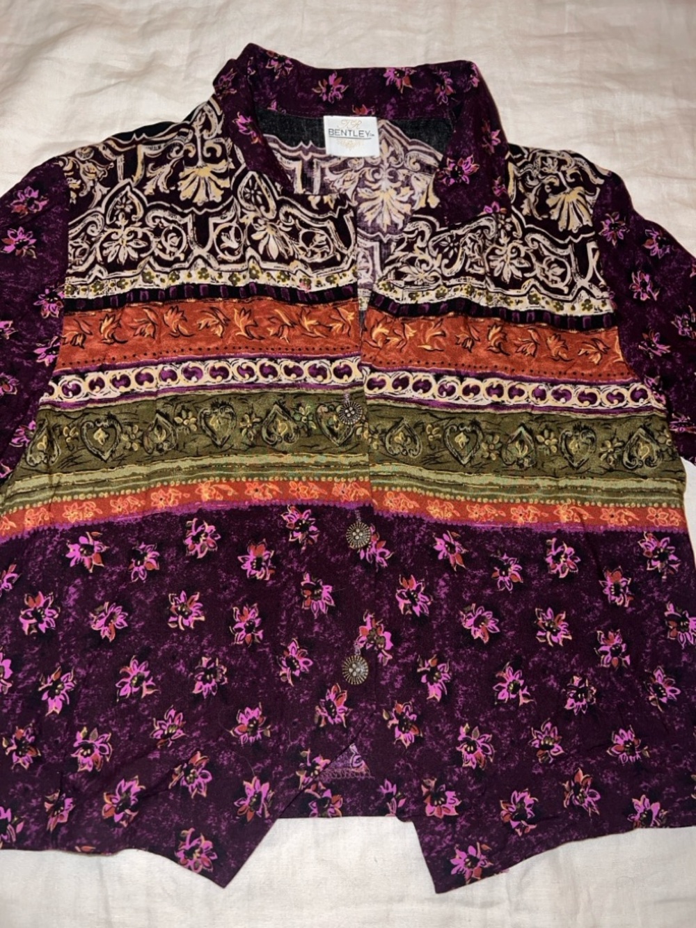 Vintage Bentley Tapestry Button-Up Blouse